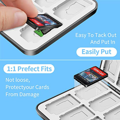 OLDZHU Switch Game Case Holder Compatible With Nintendo Switch & OLED - Storage for 24 Games Cartridges and 24 Micro SD Cards, Portable, Black Texture - color: Black