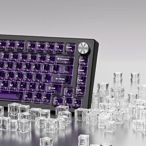 dagaladoo Dark Purple Clear Keycaps,Glossy Jelly Key caps tranlucent Set | Transparent keyboard keycaps ceramic style,MDA Profile,115 keys PC keycaps for Mechanical Keyboard with MX Switches - color: Dark Purple