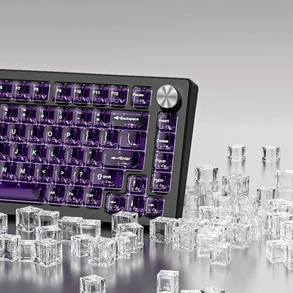dagaladoo Dark Purple Clear Keycaps,Glossy Jelly Key caps tranlucent Set | Transparent keyboard keycaps ceramic style,MDA Profile,115 keys PC keycaps for Mechanical Keyboard with MX Switches - color: Dark Purple
