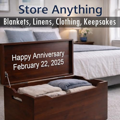 Personalized Engraved Mahogany Wooden Storage Chest - Fully Assembled - color: Mahogany-Engraved