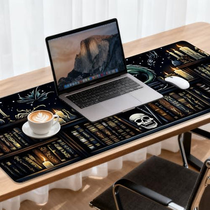 Azure Dragon and Witchy Potion Gaming Mouse Pad 35.4 x 15.7 Inches with Non-Slip Rubber Base, Smooth Cloth Surface Desk Keyboard Mat for Computer, PC, Laptop, Desktop - color: Azure Dragon and Witchy Potion