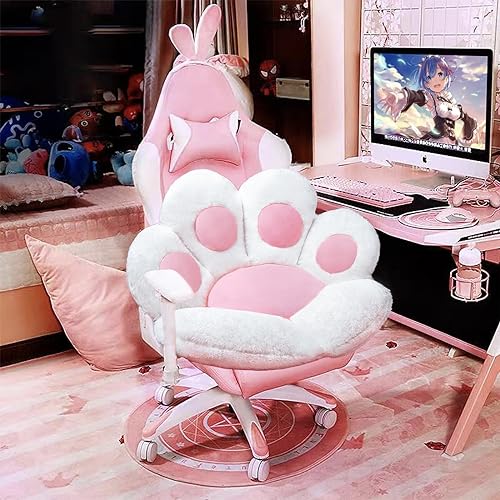 DOBUONO Cat Paw Cushion Cute Chair Cushion Kawaii Plush Seat Cushions 28"x 24"Gaming Chair Cushion Shape Lazy Pillow for Gamer Chair, Kawaii Accessories for Girl Worker Gift Stuff Room Decor (White) - color: White