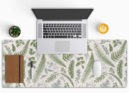 Large Gaming Mouse Pad with Stitched Edges, Desk Pad Extended Keyboard Mat, Non-Slip Rubber Base Mousepads for Laptop, Office, Home, 31.5X11.8 inch Leaves and Plants - color: Leaves and Plants