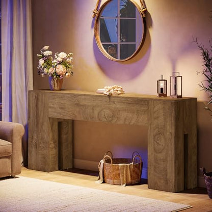 Tribesigns 71-Inch Long Console Table for Entryway, Farmhouse Sofa Console Behind Couch, Entry Table for Hallway, Foyer, Living Room, Burlywood - color: Burlywood