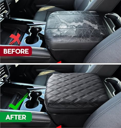 Center Console Armrest Cover for Chevy Chevrolet Silverado/GMC Sierra 2019-2026, Tahoe & Suburban & Yukon 2021-2026, PU Leather Middle Console Cover Protector Pad, Truck Interior Accessories - style: Bucket Seat 2019+