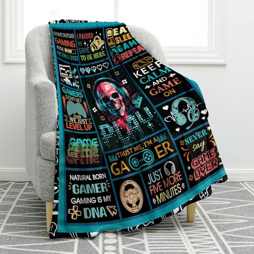 Jekeno Gamer Gaming Blanket Gifts for Men Women Kids Boys Girls Teen Friends Birthday Christmas Halloween Presents Home Bedroom Game Room Decor Game Controller Gamepad Throw Blanket 50"x60" - color: Blue Red, size: 50"x60"