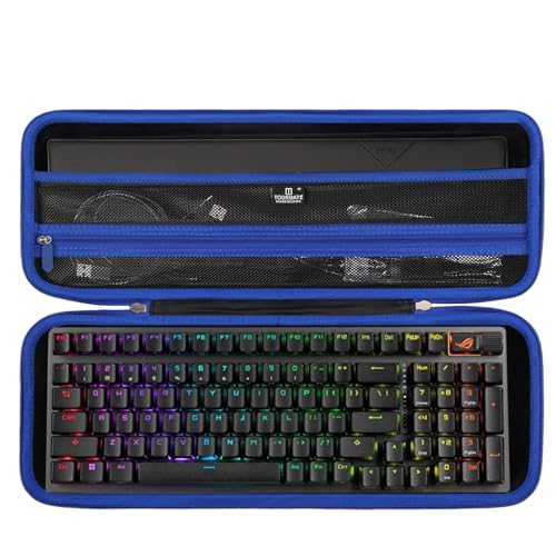 Tourmate Hard Storage Case for ASUS ROG II 96/Logitech K 585 Wireless Gaming Keyboard - Travel Case for RK ROYALKLUDGE RK98/RK96/N80/RK61,Aula F87/HERO 68/ S98 Pro(Only Box) (Black & Blue) - color: Black & Blue