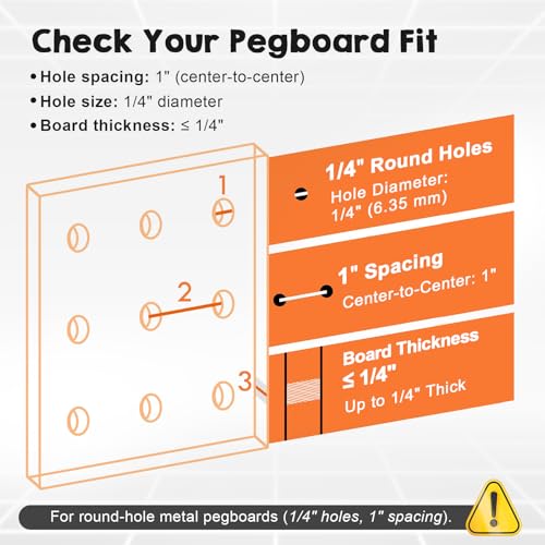 2 Pcs Walnut Finish Wooden Pegboard Shelf for 1/4" Metal Pegboard | Hardwood, High Balance No Tilt, Natural texture, Pegboard Accessories for Craft Room Home Garage Workbench