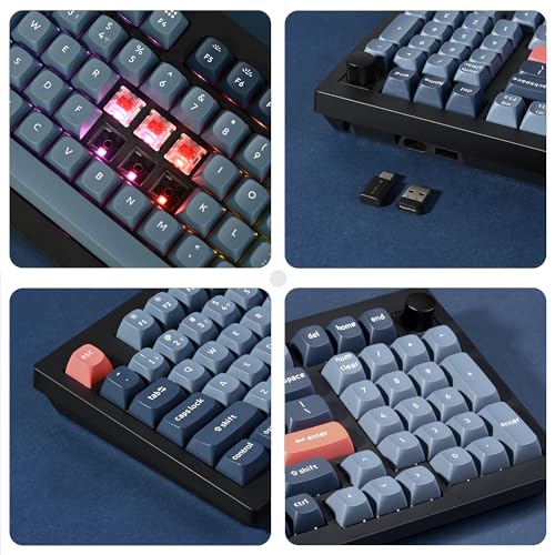 Keychron V5 Max Custom Wireless Mechanical Gaming Keyboard with Number Pad, 96% Layout QMK/VIA 2.4 GHz/Bluetooth 5.1/Wired, RGB Backlit Hot-Swappable Gateron Red Switch for Mac Windows Linux - color: Gateron Jupiter Red Switch