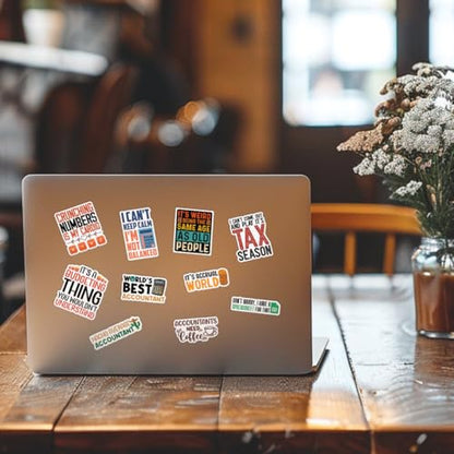 10pcs Accountant Sticker Sheet, Funny Vinyl Decals for CPAS, Finance Students, and Bookkeepers, Waterproof, UV-Resistant, for Laptop, Water Bottle, Notebook, Clipboard, Office Desk (Design 4) - color: Design 4