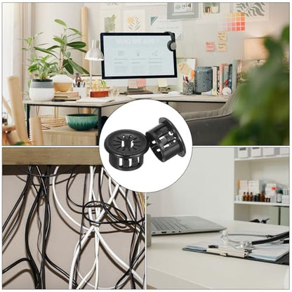 uxcell 30Pcs Cable Grommets, Snap Bushing Grommet for Holes with 0.63"(16mm) Mounting, Round Nylon Snap in Cable Desk Grommet for Cables and Cords Management, Black - size: 16mm
