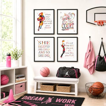 Watercolor Basketball Player Girl Athlete Illustration Art Print Set for Girl's Bedroom Motivation, Playroom Energy Boost, Locker Team Spirit, Young Hoopster Surprises, Aspiring Guard Tokens, Team Leader Honors, Coach Appreciation Gifts, Birthday Slam Dun