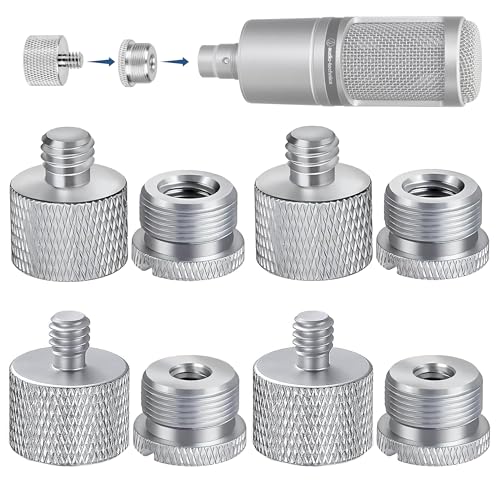 IXTECH Mic Stand Adapter Set - 8 Piece Metal Tripod Adapter Kit - 5/8 Female to 3/8 Male & 1/4 Female to 5/8 Male - ADP02A Silver - color: 10 ADAPTER