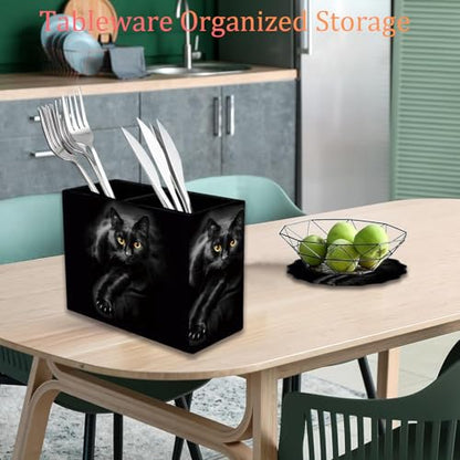 Pen Holder and Anti-Slip Mouse Pad Combination, Makeup Brush Storage Box, Tableware Storage Box, Suitable for Office and Home - Cat - color: Cat