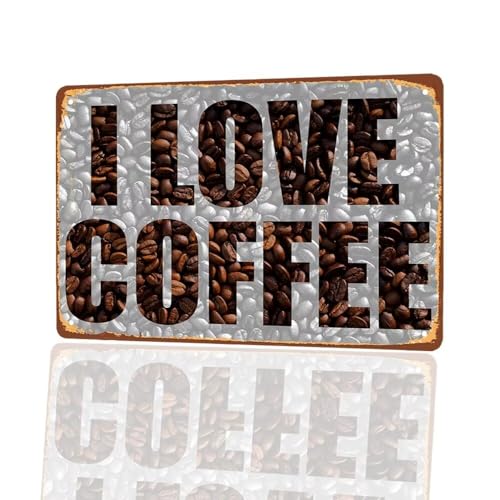 I Love Coffee sign, 8"x12" Vintage Style Coffee Cafe Bar Wall Art Decor - color: I Love Coffee