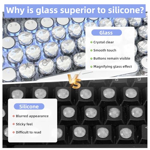 70pcs Keyboard Bubbles for Long Nails, Raised Glass Heart Shaped Keyboard Stickers Cute Key Covers Accessories Supplies for External & Desktop Keyboards Calculator