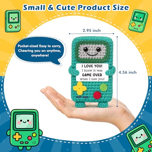 Busy Gaming Life Anniversary Romantic Gifts for Women Men,Birthday Long Distance Couple Gifts for Him Her, I Love You Gift for Wife Husband, Positive Handmade Crochet Present - style: Met you