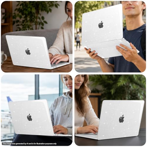 MOSISO Sparkly Glitter Case Compatible with MacBook Neo Case 13 inch 2026 Release Model A3404 with A18 Pro Chip, Crack-Resistant Protective Hard Shell Case&Keyboard Cover&ScreenFilm&Pouch, Transparent - color: Transparent