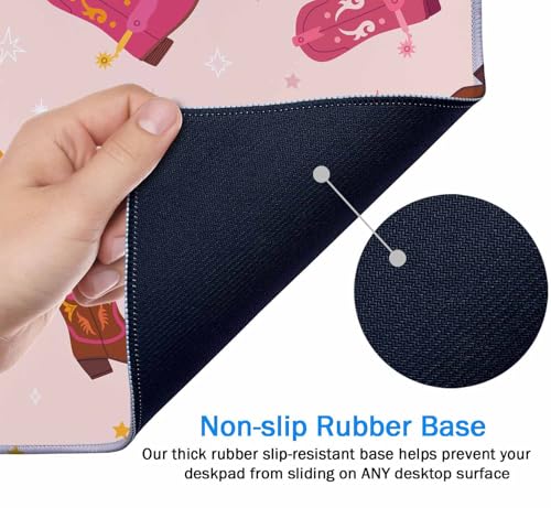 Gaming Mouse Pad, XXL Extended Computer Keyboard Long Mouse Mat, Large Desk Pad for Office Laptop, Non-Slip Rubber Base with Stitched Edge Mousepad, 31.5X11.8 inch Cowgirl Boots Pattern - color: Cowgirl Boots Pattern, size: 31.5" x 11.8"
