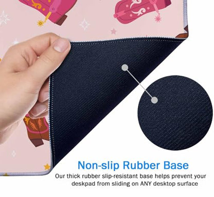 Gaming Mouse Pad, XXL Extended Computer Keyboard Long Mouse Mat, Large Desk Pad for Office Laptop, Non-Slip Rubber Base with Stitched Edge Mousepad, 31.5X11.8 inch Cowgirl Boots Pattern - color: Cowgirl Boots Pattern, size: 31.5" x 11.8"