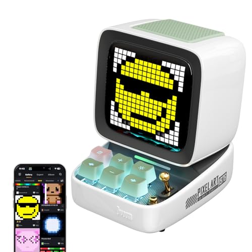 Divoom Ditoo Pro Retro Pixel Art Game Bluetooth Speaker with 16X16 LED App Controlled Front Screen (White) - color: White