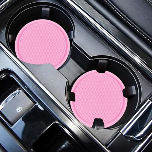 ZSDY Car Cup Coaster, 4PCS Universal Auto Non-Slip Cup Holder Embedded in Ornaments Silicone Coaster, Car Interior Accessories Sets, Pink - color: Pink
