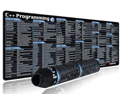 excovip Mouse Pad for C++ 31.4x11.7x0.07 inch Extended Large Cheat Sheet Mousepad PC Office Spreadsheet Keyboard Shortcut Mouse Mat with Non-Slip Stitched Edge 0324 - color: For C++