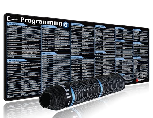 excovip Mouse Pad for C++ 31.4x11.7x0.07 inch Extended Large Cheat Sheet Mousepad PC Office Spreadsheet Keyboard Shortcut Mouse Mat with Non-Slip Stitched Edge 0324 - color: For C++