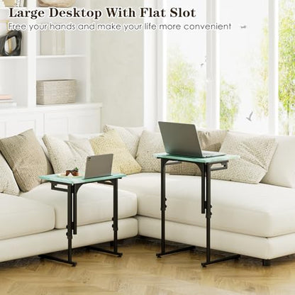 Folding TV Tray Table,Adjustable TV Dinner Table with Sturdy MDF Top,Eating Trays for Living Room with No Assembly Required (Sea Blue) - color: Sea Blue, size: 1PC