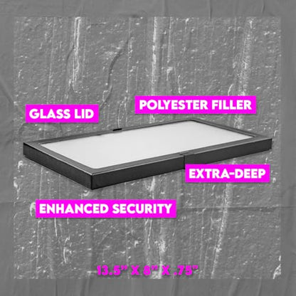 SE Glass Top Display Box - JT9214 - size: 14-½” x 8” x ¾"