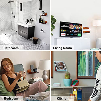 OAprire Acrylic Floating Shelves Set of 2 - Expand Wall Space - 9 Inch Small Adhesive Shelf for Bedroom, Bathroom, Kitchen, Living Room, Office with Cable Clips (Brown) - color: Brown
