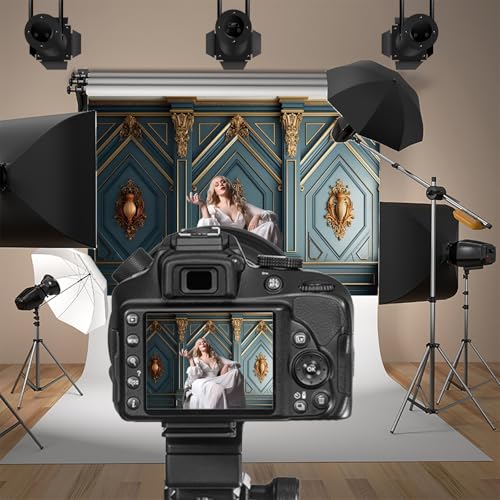 5x3ft Classic Room Interior Photography Backdrops Dark Green Vintage Luxury Castel European Palace Photo Background for Wedding Birthday Party Decoration Kids Adults Photo Studio Prop - color: dark green, size: 5x3ft