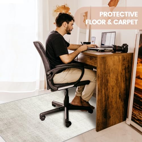 Office Chair Mat for Hardwood Floor, Anti Slip Hi-Q Desk Chair Mat for Hardwood & Low-Carpeted Floors, Easy to Clean Computer Floor Mat Protector Rug for Gaming Rolling Chair on Hard Wood Floors - color: A, size: 62" x 48"