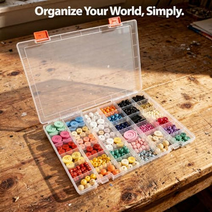 Varku 4 Pcs Plastic Organizer Box, 36 Grids Compartments, Clear Bead Storage Containers, Fixed Dividers, 11.1 x 7.6 x 0.8 in Versatile Craft Box for Parts, Jewelry - size: 4Pcs 36 Grids
