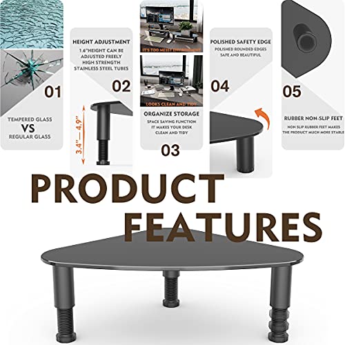 Hemudu 2 Pack Computer Monitor Riser | Triangle Save Space Desktop Corner Stand for Computer Monitor & Laptop Black HD01B-203 - color: black
