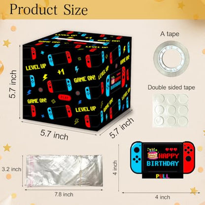 ChillHui Video Game Birthday Money Gift Boxes, Game Theme Birthday Money Pull Box for Boys Girls - color: Red Game