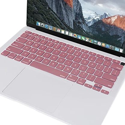 MOSISO Keyboard Cover Compatible with MacBook Air 13 inch 2022 2021 2020 Release A2337 M1 A2179 Retina Display with Touch ID Backlit Magic Keyboard, Waterproof Protective Silicone Skin, Tea Petal Pink - color: Tea Petal Pink