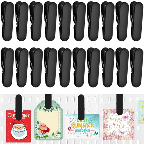Black Pegboard Clips, 20 Pcs Metal Pegboard Accessories Clips, Pegboard Clips for Hanging Photos, Pegboard Attachment Clips for Kitchen, Bathroom, Living Room, Office - color: Black