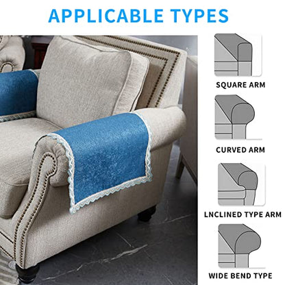 MINJIATEX Couch arm Covers,Non-Slip lace Sofa arm Cover Set of 2 Washable Sofa armrests Covers for Living Room Recliner Chair arm Cover Protectors for Leather Sofa armrest slipcover - color: Gydf-navy Blue
