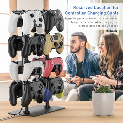 MANMUVIMO Controller Holder for 16 Xbox PS5 PS4 Gaming Controller, Video Game Controller Holder Headphone Stand for Desk, Gamer Gifts for Men, Gaming Room Accessories Maximum Organizer Rack - size: 16 Controller Holder Black