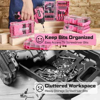 Geinxurn 2Pcs Storage Box Case, small parts box with detachable divider, Screwdriver Bit Set Box - style: STKB002