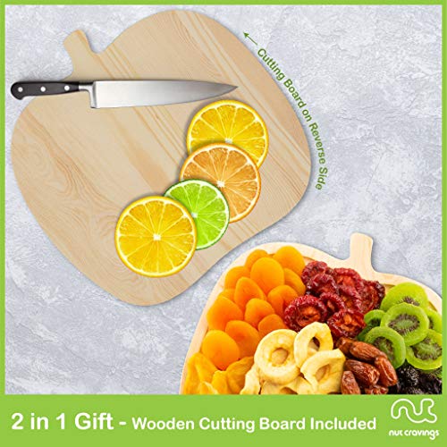 NUT CRAVINGS - Dried Fruit & Mixed Nuts Gift Basket in Wooden Apple-Shaped Tray (9 Assortments) Food Arrangement, Healthy Snack Care Package, - style: 8. Wooden Apple Fruit Tray