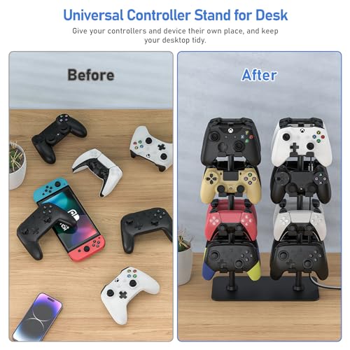 MANMUVIMO Controller Holder for 16 Xbox PS5 PS4 Gaming Controller, Video Game Controller Holder Headphone Stand for Desk, Gamer Gifts for Men, Gaming Room Accessories Maximum Organizer Rack - size: 16 Controller Holder Black