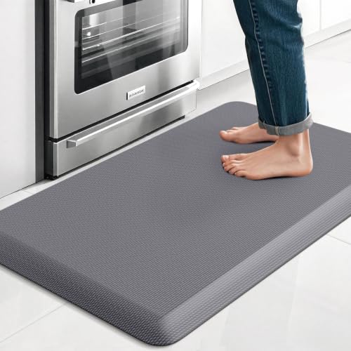 4/5 Inch Thicker Kitchen Mat, Cushioned Thick Floor Comfort Mat, with Non-Slip Bottom, Water & Stain Resistant, Easy Clean Standing Desk Mat for Kitchen, Sink, Office (17.3"x28"x0.8", Grey) - color: Grey, size: 28"L x 17.3"W x 0.8"Th