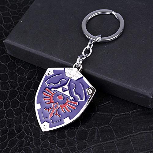 DeltaHalo | Link Shield Keychain Legend of Zelda Keyring |"Thin-Tin" Super Light Weight Metal Keychain (Blue), Small
