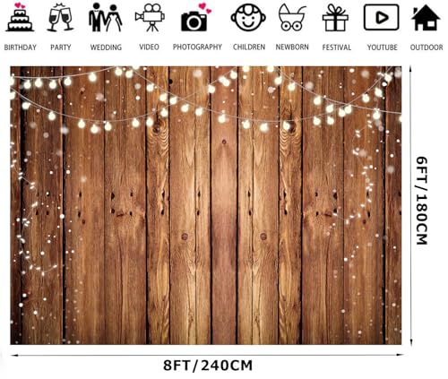 8x6FT Brown Wood Backdrop Rustic Photo Backdrop Country Wooden Background Birthday Wedding Western Party Decoration F1