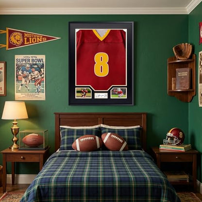 Aluminum Jersey Display Frame Case Large Shadow Box Jersey Frame with Photo Slots 98% UV Protection Clear Acrylic for Football, Hockey, Basketball, Baseball Shirt Ideal Gift for Sports Fans - color: Jersey Frame 8