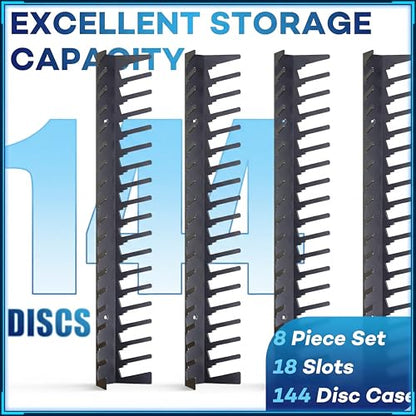 8 Pcs Video Game Case Storage, Heavy-duty Metal Discs Case Holder Wall Mount, Media Storage Shelves Compatible with DVD, Video Game Organizer, Gaming Accessories, Holds up to 144