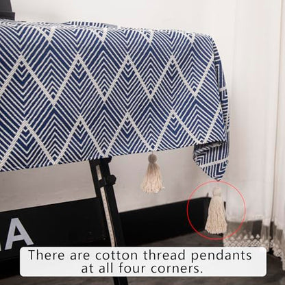 Waterproof Keyboard Cover - Soft Thick & Durable - Geometric Pattern - Universal Fit for 61/76/88-Key Digital Piano Keyboards - Stylish Home/Studio Protector, Adjustable Side Zippers - color: Navy Blue And White
