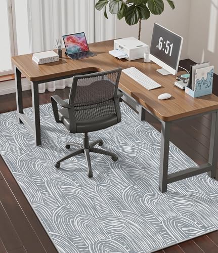 chakme Office Chair Mat for Hardwood Floor, 60"x45" Easy Glide Computer Desk Mat Protector for Rolling Chair Under Desk Rug Nonslip Backing, Machine Wash, (Arc) - color: Gray Arc, size: 45"x60"